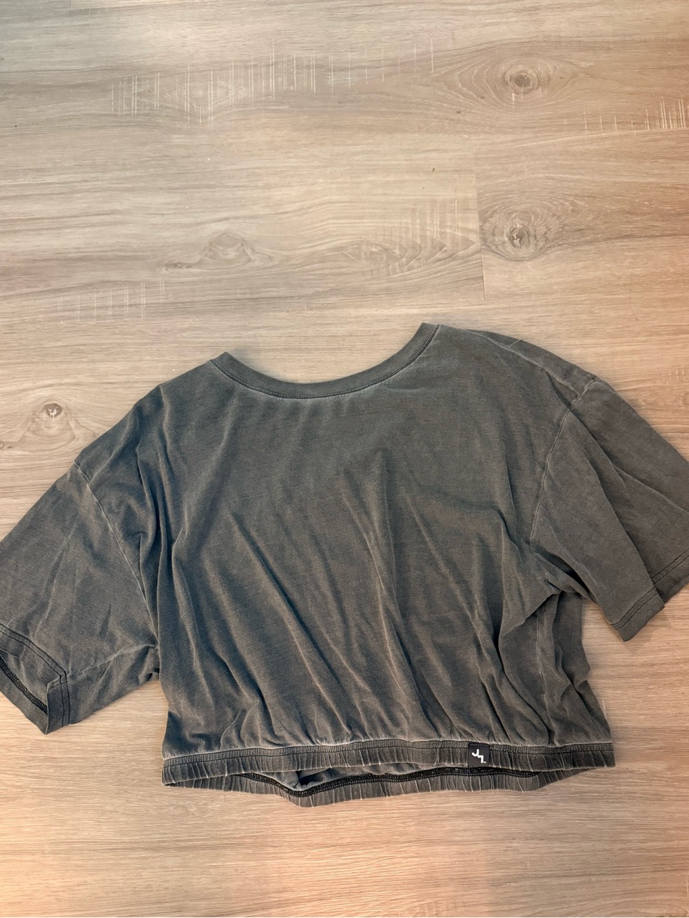 Cropped Washed Black Boxy Tee